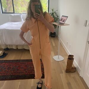 Noble Apricot Jumpsuit with Front Zipper
